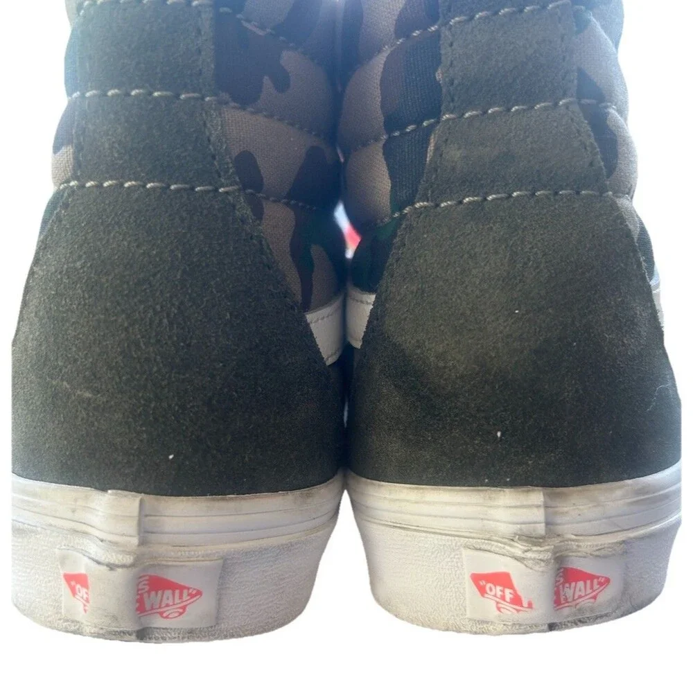 Vans Sk8-Hi Camo Skateboard Suede Canvas Olive Green High Top W-8 / M 6.5